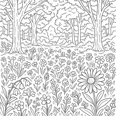 Forest Clearing With Wildflowers And Sunbeams