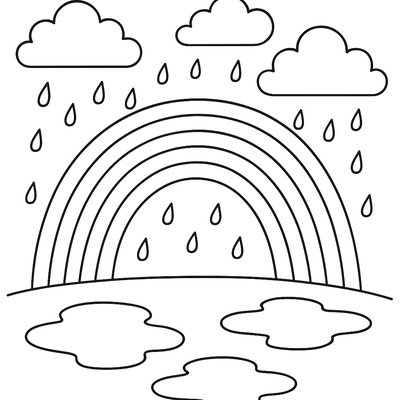 A Gentle Spring Rain Shower With Rainbow Appearing