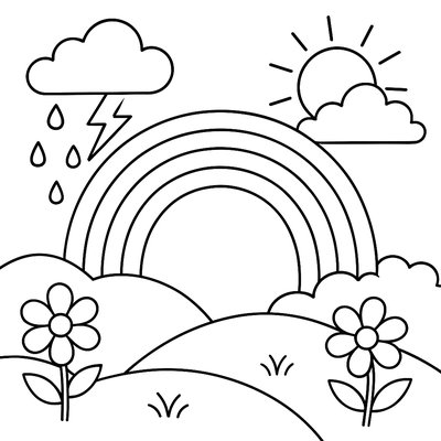 A Spring Thunderstorm With Lightning Over Blooming Fields
