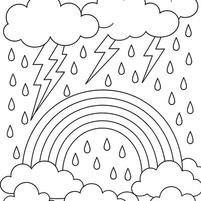 Spring Storm With Lightning, Rain Clouds, And Rainbow