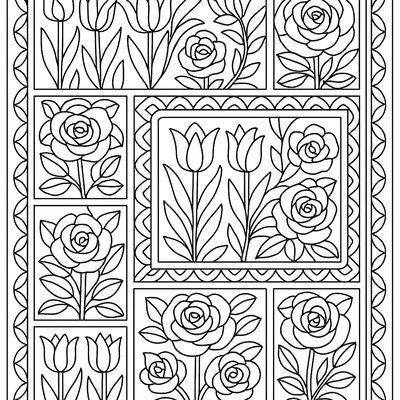 Geometric Flower Bed Design With Tulips And Daffodils