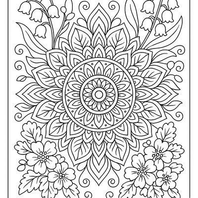 Mandala Design Featuring May Birth Flowers (lily Of The Valley And Hawthorn)