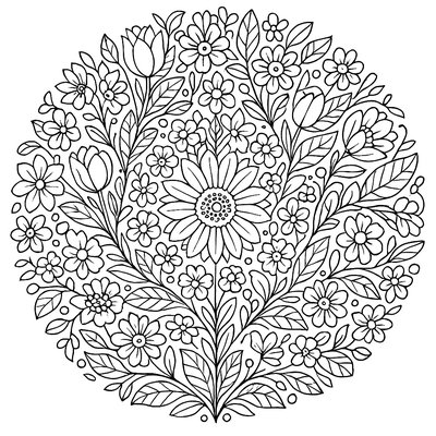 A Flower Mandala With Petals And Leaves