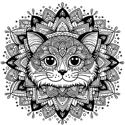 An Animal Mandala With Cat Face
