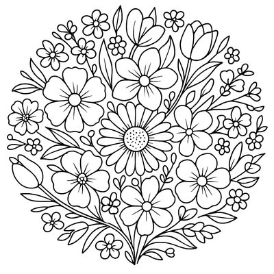Flower Mandala Made From Spring Blooms And Petals