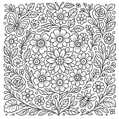 Mandala Design Made From Flower Petals And Garden Elements