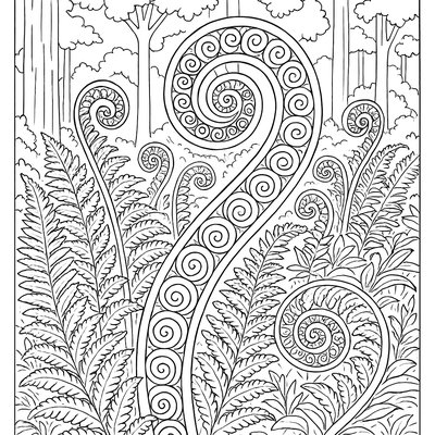 Spiral Pattern Of Unfurling Fern Fronds In Spring