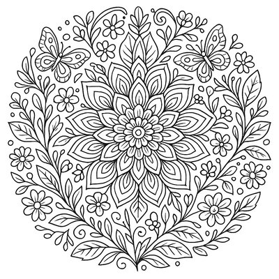 Intricate Geometric Flower Mandala With Spring Motifs
