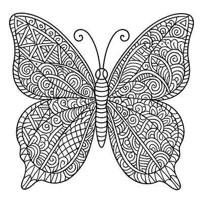 Intricate Zentangle Butterfly With Spring Patterns