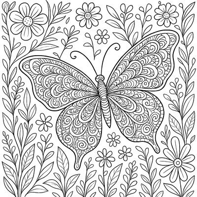 Zentangle Butterfly With Spring Wing Patterns