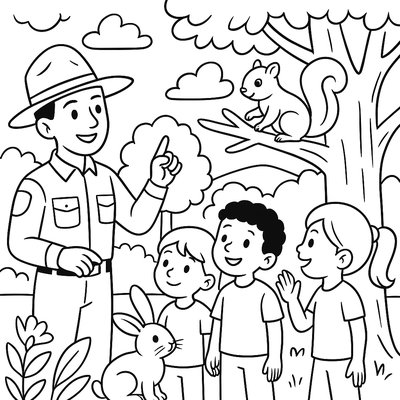A Park Ranger Teaching Children About Wildlife