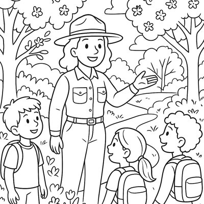 Park Ranger Leading Nature Walk In Spring Forest