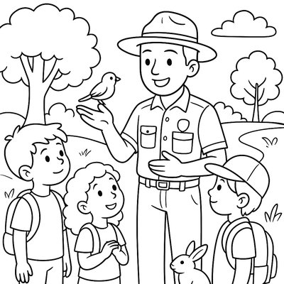 A Park Ranger Teaching Children About Wildlife Conservation