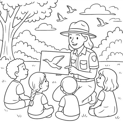 Park Ranger Teaching Children About Bird Migration