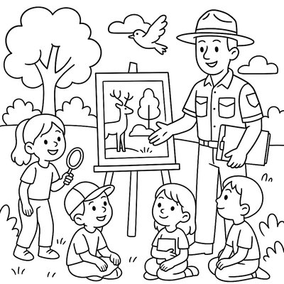 Park Ranger Teaching Children About Wildlife Conservation