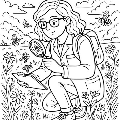 Scientist Studying Pollinator Populations In Field