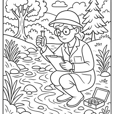 Scientist Studying Water Quality In A Stream