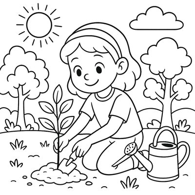 Young Environmental Activist Planting Trees For Earth Day