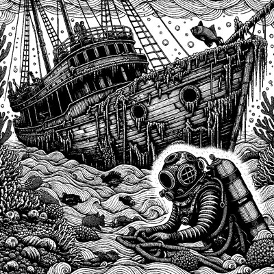 A Deep Sea Diver Exploring A Shipwreck
