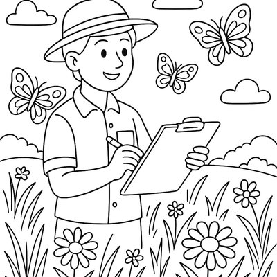 Professional Butterfly Counter With Clipboard In Meadow