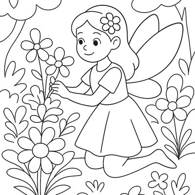 Professional Flower Fairy Arranging Blooms In Magical Garden