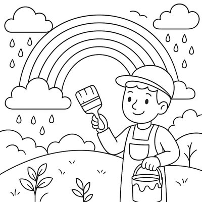 Professional Rainbow Maker Painting Sky After Spring Rain