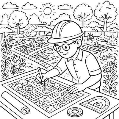 A Landscape Architect Designing A Community Garden With Planning Tools
