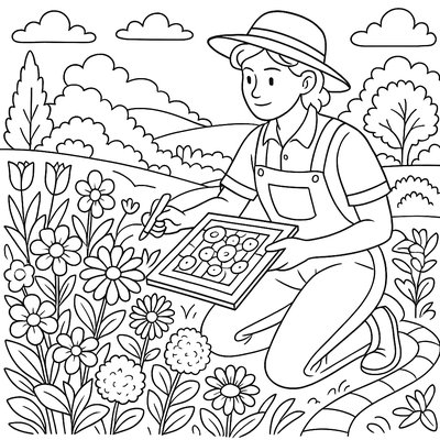 Landscape Designer Planning Flower Garden