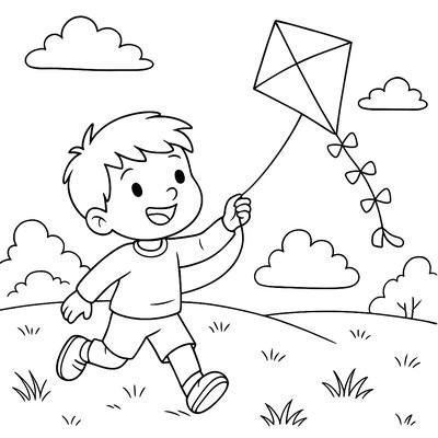 A Child Flying A Colorful Kite In An Open Field