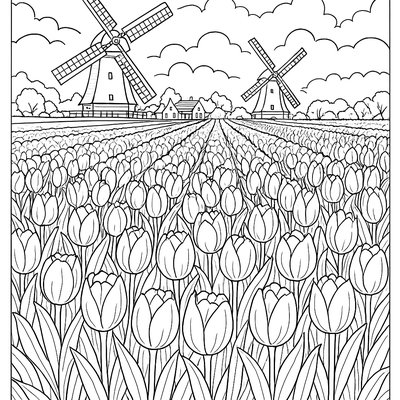 The Netherlands Tulip Fields In Full Spring Bloom