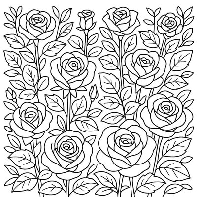 Rose Garden With Different Colored Roses