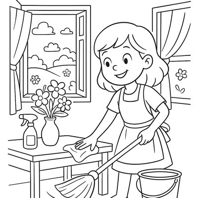 Spring Cleaning Day With Opened Windows And Fresh Flowers