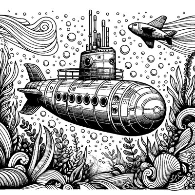 A Submarine Exploring The Deep Ocean