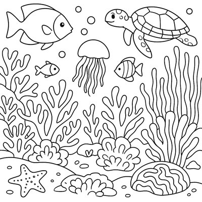 Coral Reef Ecosystem With Colorful Fish