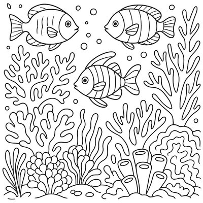 Fish Swimming Around Seaweed