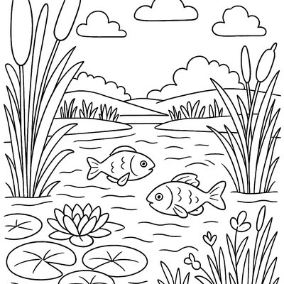 Spring-fed Pond With Aquatic Plants And Fish
