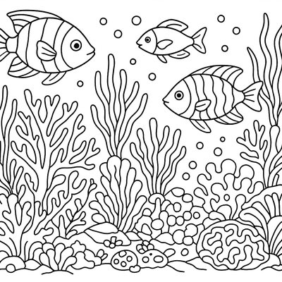 Underwater Coral Garden With Tropical Fish
