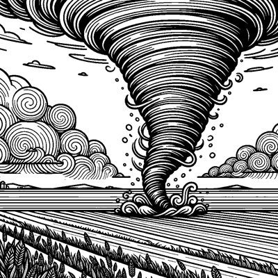 A Tornado Swirling Across A Plain