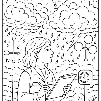 Meteorologist Studying Spring Storm Clouds With Weather Instruments