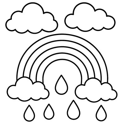 Spring Rain Clouds With Rainbow And Rain Drops