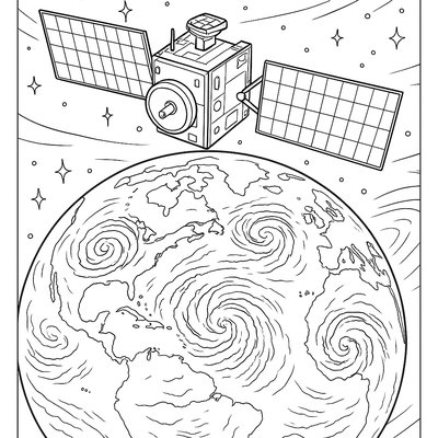 Weather Satellite Orbiting Earth Monitoring Storm Systems