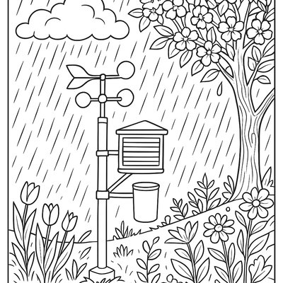 Weather Station Measuring Spring Rain Patterns