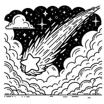 A Comet With A Bright Tail Streaking Across The Sky