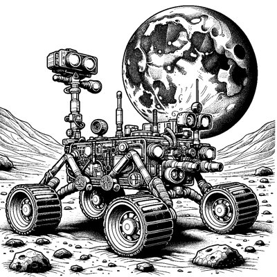 A Lunar Rover Exploring The Moon Surface