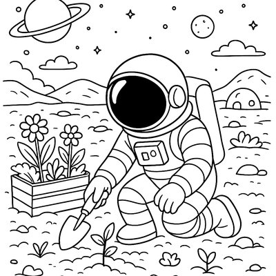 An Astronaut Planting A Garden On Mars