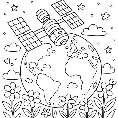 Space Station Orbiting Earth During Spring Season Showing Green Continents