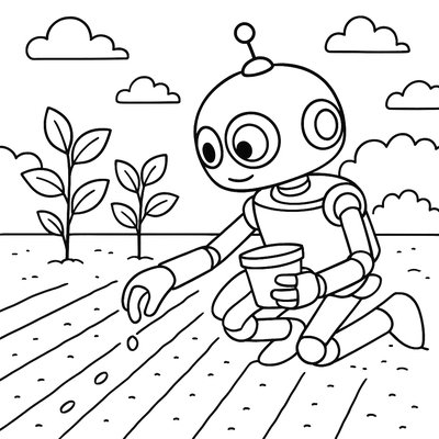 Gardening Robot Planting Seeds In Precise Rows