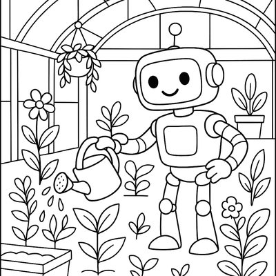 Gardening Robot Watering And Caring For Greenhouse Seedlings