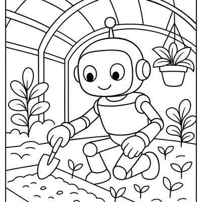 Robot Gardener Planting And Watering Seeds