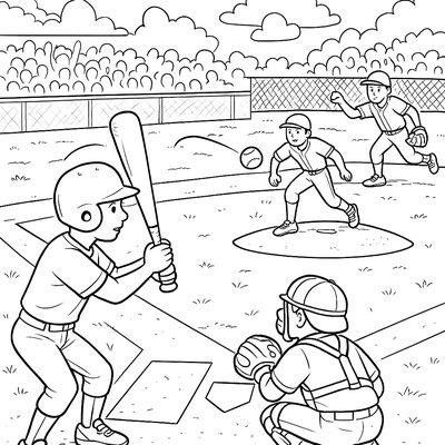 A Baseball Diamond With Players In Action During A Game